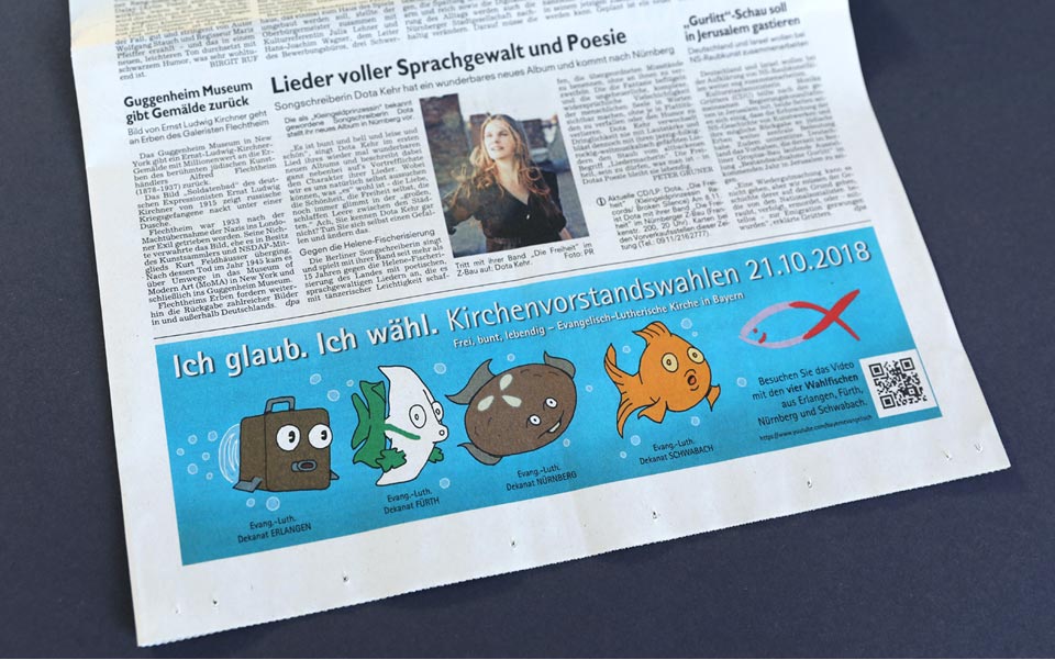 Die Fische als Zeitungsanzeige